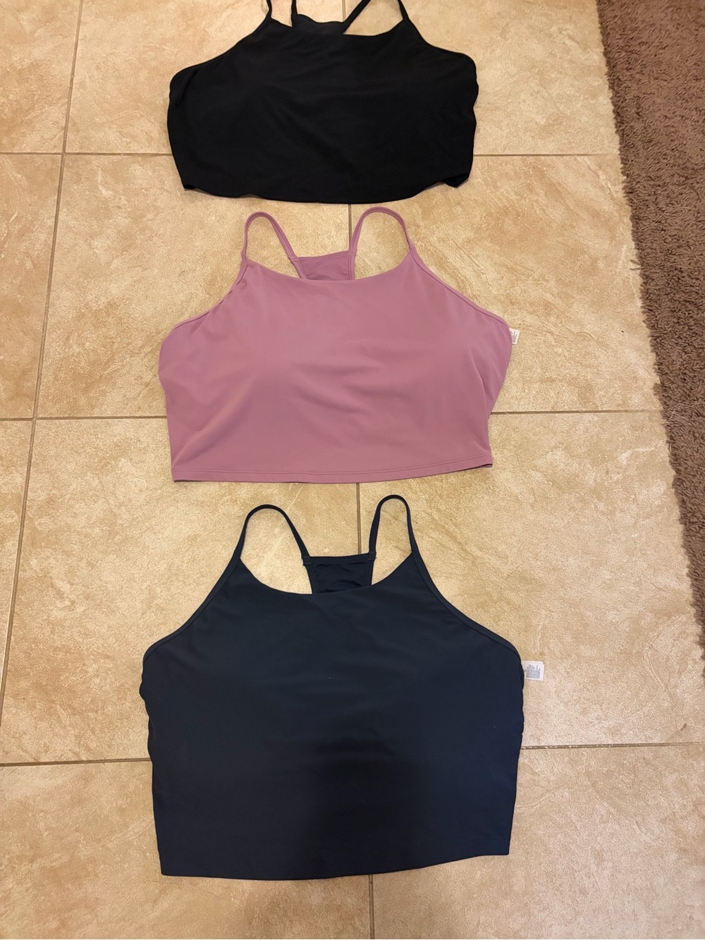 Old Navy Women's Tank Top Trio - Black, Light Pink, Teal Blue